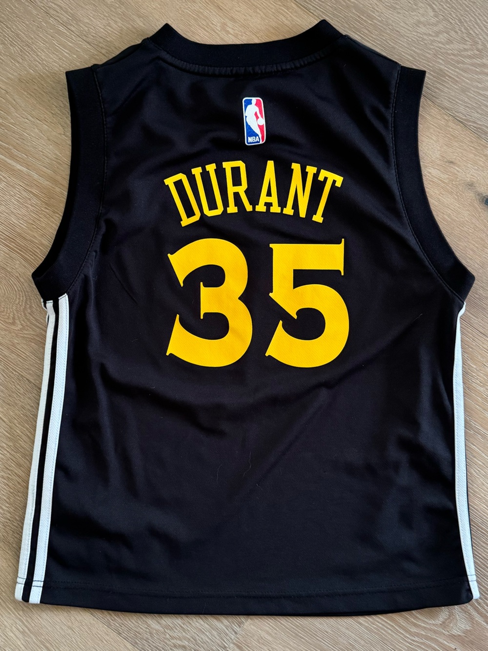 Adidas Youth Black and Yellow Kevin Durant #35 Jersey